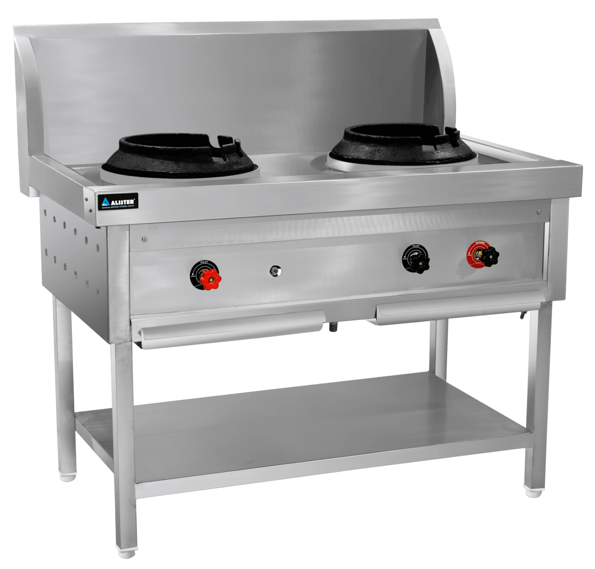 Two burner chinese range without drain